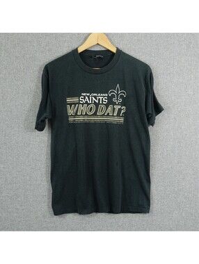 Vintage New Orleans Saints Shirt Who Dat Size Small Single Stitch T-Shirt 1990's